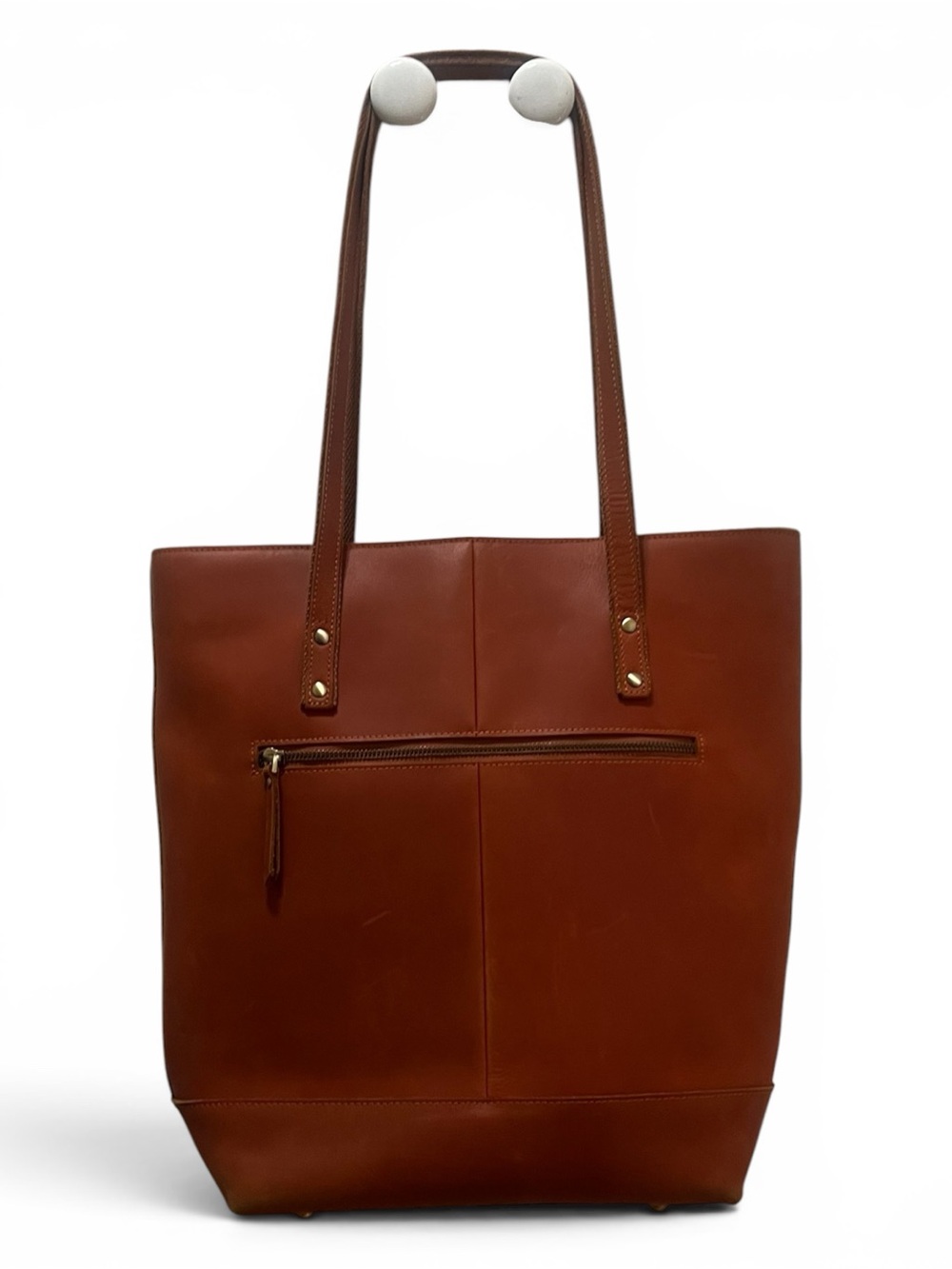 S-Zone Buffalo Leather Large Tote Bag in Cognac Brown - Classic Shoulder Tote